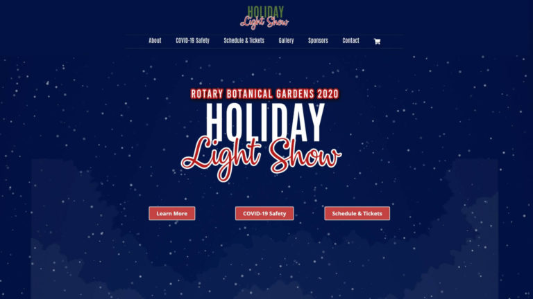 Screenshot of RBG Holiday Light Show homepage from Jan. 1, 2020