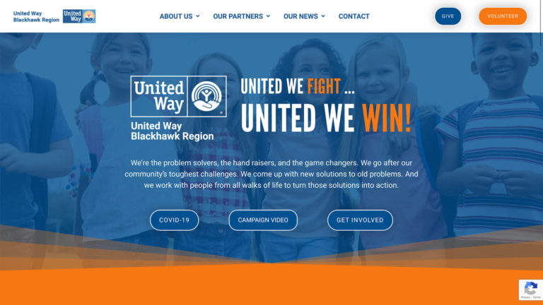 Screenshot of United Way Blackhawk Region homepage from Nov. 1, 2020